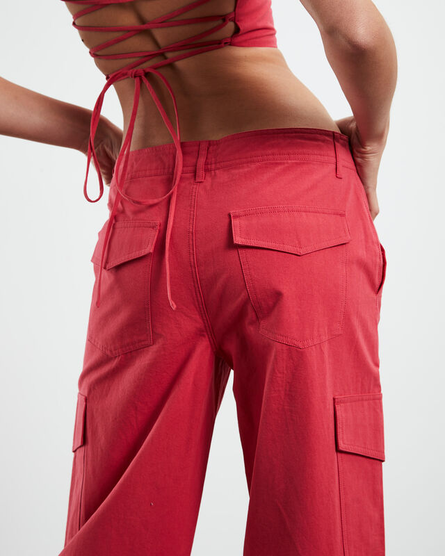 Amity Low Rise Cargo Pants Red, hi-res image number null