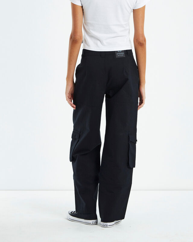 Afends Womens Linger - Recycled Cargo Pants - Black - Afends AU.