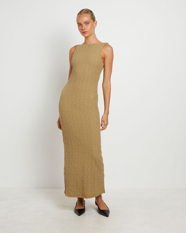 Skyla Textured Maxi Dress in Taupe, hi-res image number null