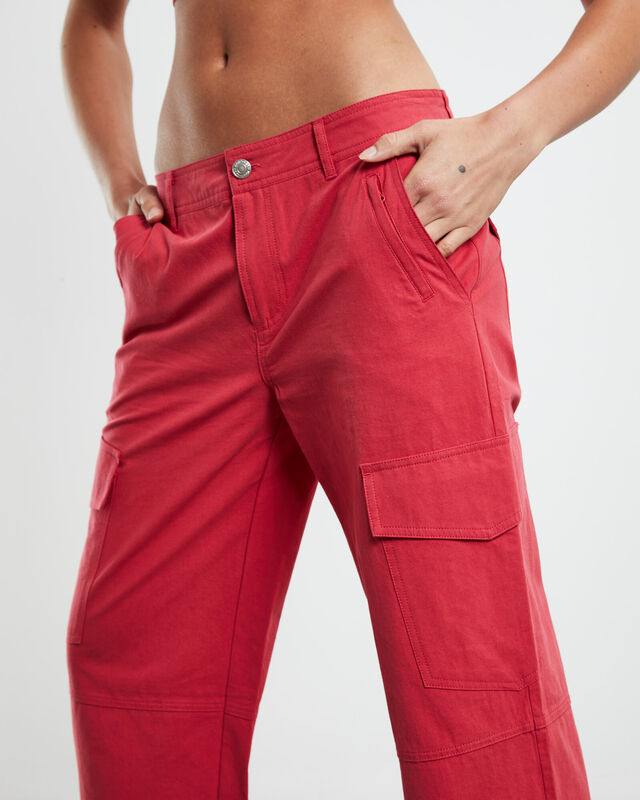 Amity Low Rise Cargo Pants Red, hi-res image number null