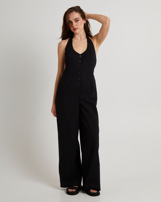 Piper Halter Button Front Jumpsuit, hi-res image number null