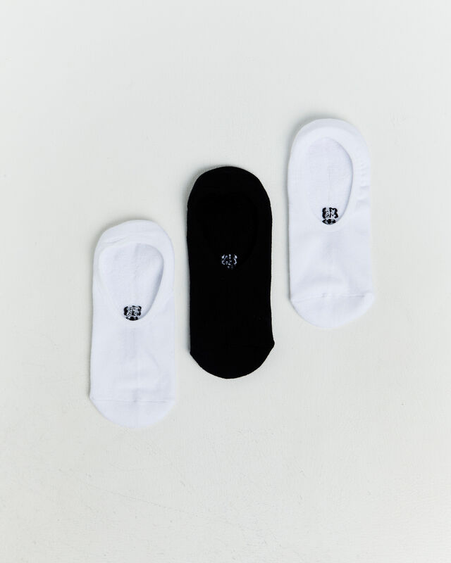 Core Unisex Invisible Socks 3 Pack White/Black, hi-res image number null