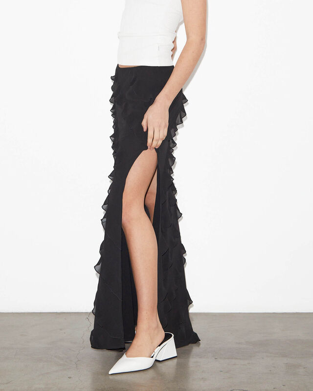 Marta Ruffle Skirt in Black, hi-res image number null