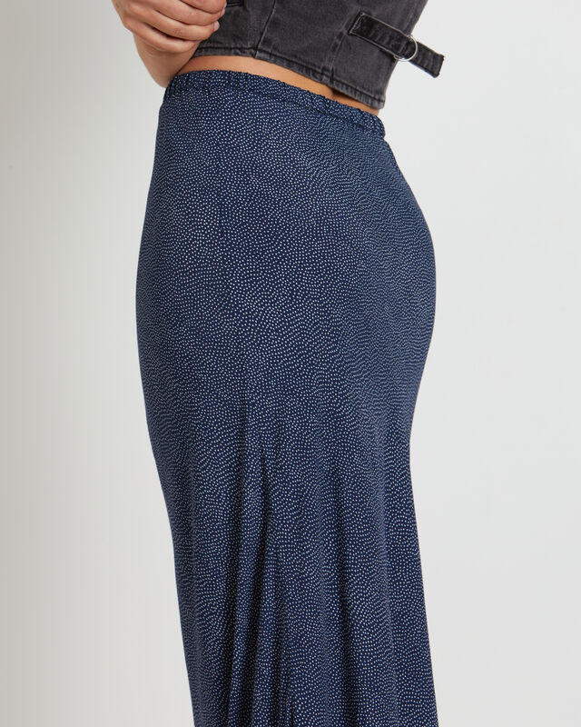 Slip Maxi Skirt in Mini Spot Navy, hi-res image number null