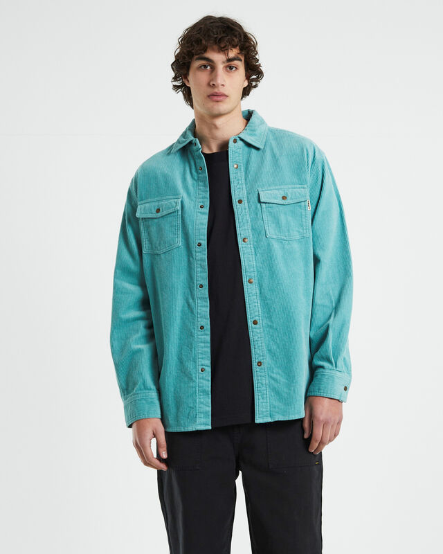 Cassian Long Sleeve Overshirt in Teal, hi-res image number null