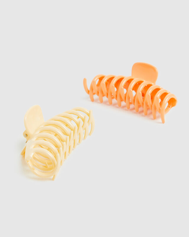 Everyday Claw Clip 2 Pack Natural/Orange, hi-res image number null