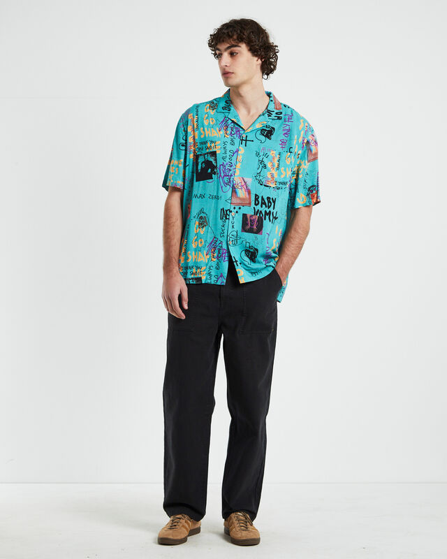 Homezine Short Sleeve Resort Shirt in Teal, hi-res image number null