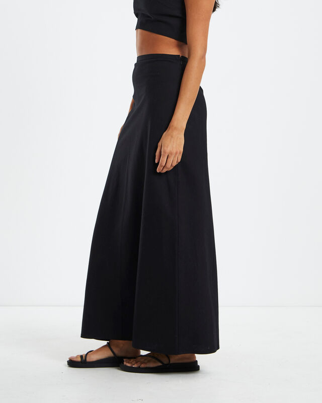 Delilah Linen Midi Skirt Black, hi-res image number null