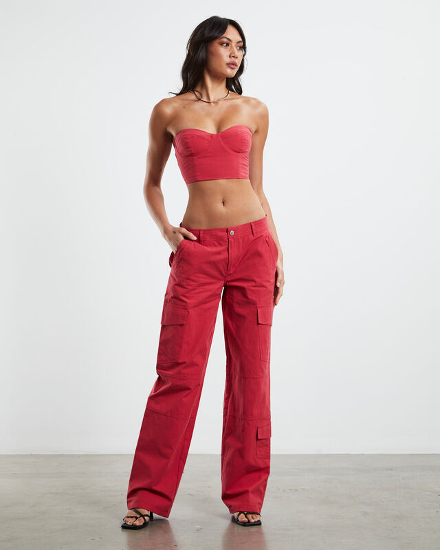 Amity Low Rise Cargo Pants Red, hi-res image number null