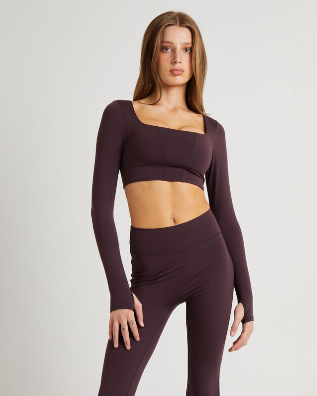 Square Neck Seam Long Sleeve Top, hi-res image number null