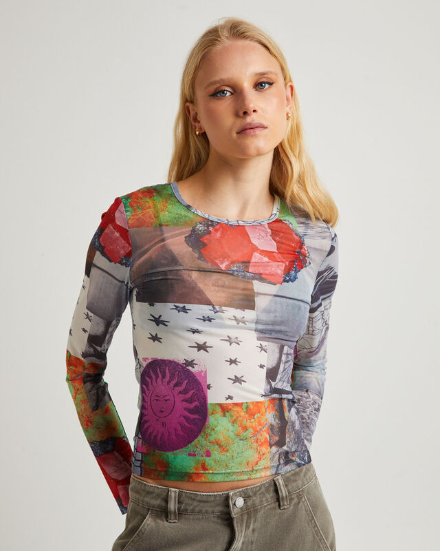 Primavera Long Sleeve Mesh Top, hi-res image number null