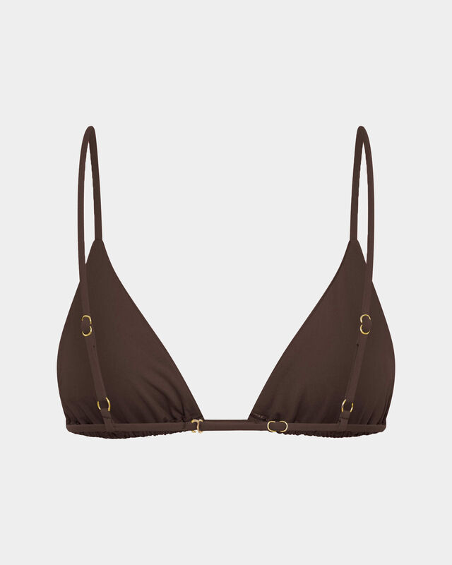 Classic Slide Triangle Bikini Top in Coffee Brown, hi-res image number null