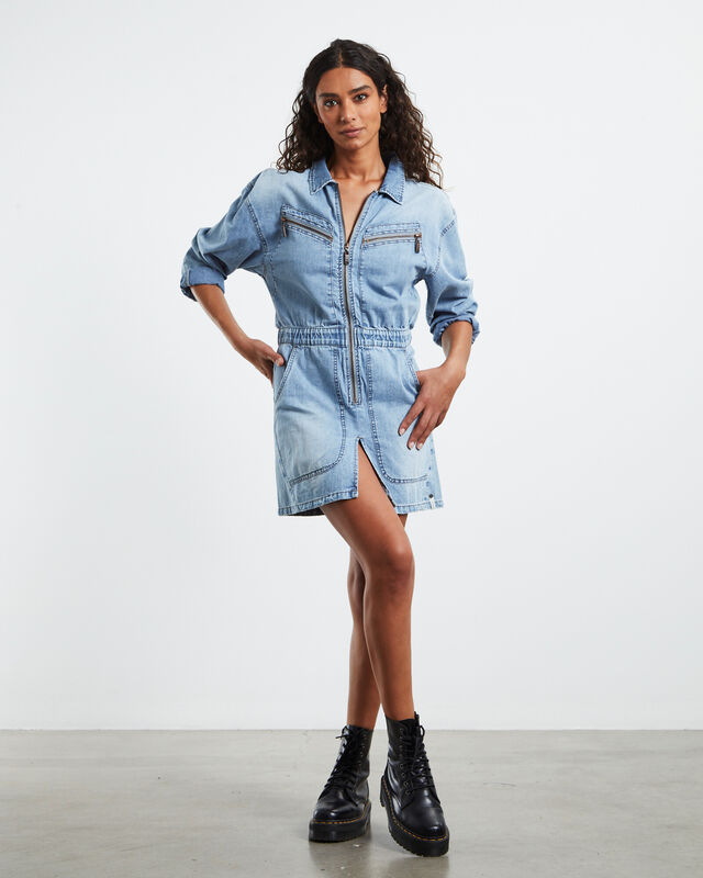 Olivia Dress Ocean Chambray Blue, hi-res image number null