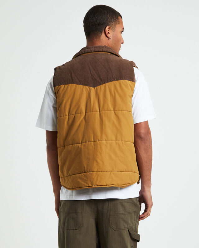 Cord Puffer Vest Brown, hi-res image number null