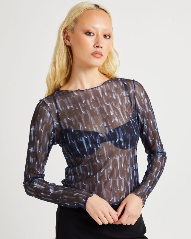 Chains Mesh Long Sleeve Top, hi-res image number null