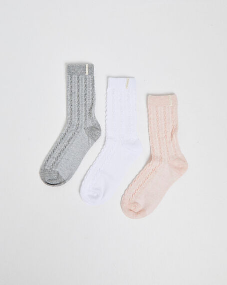 Lucia Cable Knit Socks 3 Pack