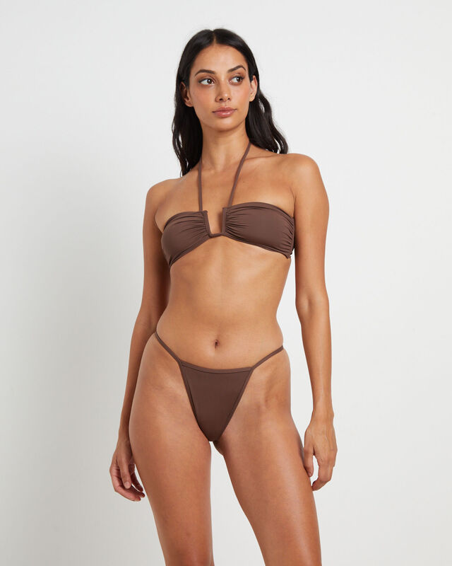 Laice Chain Wired Bikini Set in Brown, hi-res image number null