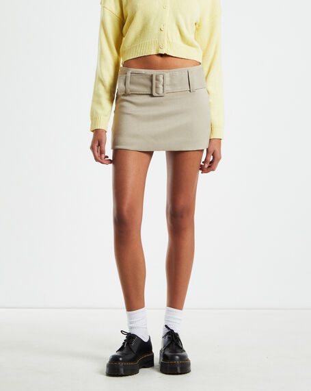 Nova Low Rise Geo Mini Skirt in Beige