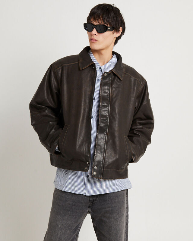 Corp Pu Leather Jacket, hi-res image number null