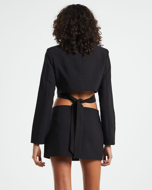 Margot Tied Up Cropped Blazer Black, hi-res image number null