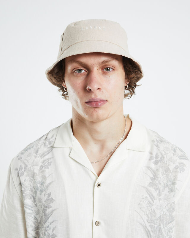 Logo Linen Bucket Hat Natural, hi-res image number null