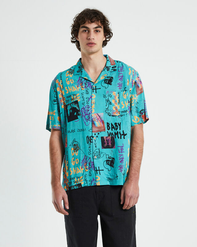 Homezine Short Sleeve Resort Shirt in Teal, hi-res image number null