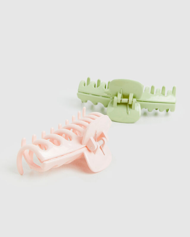 Clueless Claw Hair Clips 2 Pack Pop Green/Pink, hi-res image number null