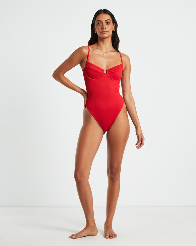 Rib Underwire One Piece in Red, hi-res image number null