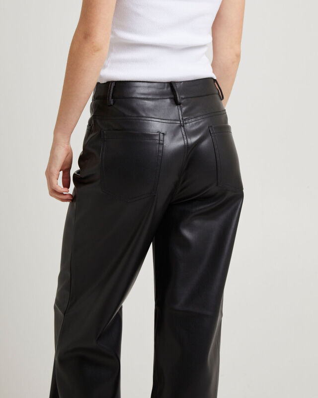 Jadey Relaxed PU Pants Black, hi-res image number null