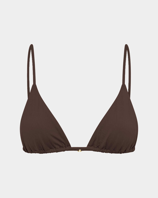 Classic Slide Triangle Bikini Top in Coffee Brown, hi-res image number null