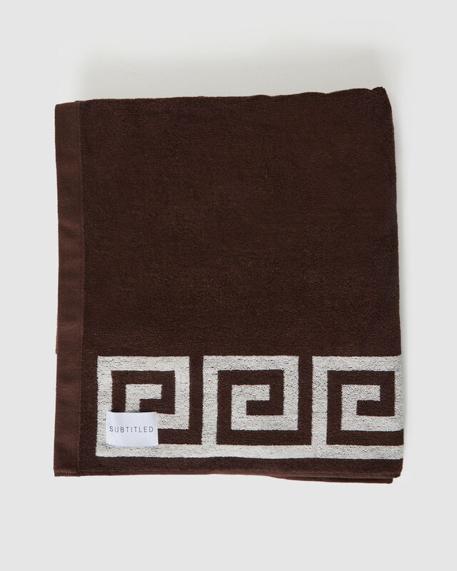 Dune Jacquard Border Towel in Chocolate Brown, hi-res image number null