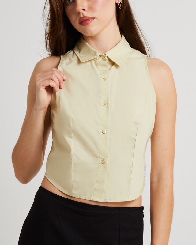 Cotton Poplin Sleeveless Shirt, hi-res image number null