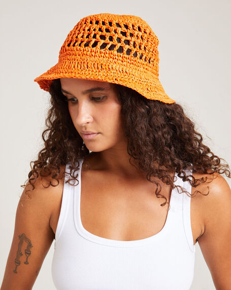 Vista Straw Bucket Hat in Orange