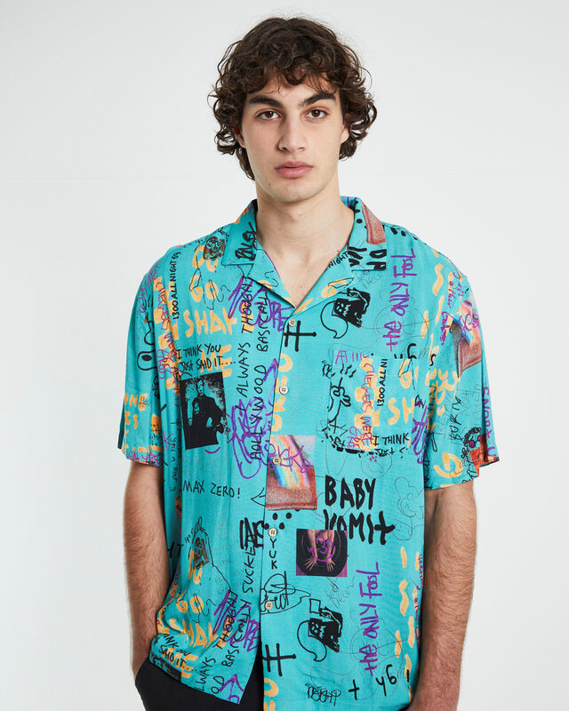 Homezine Short Sleeve Resort Shirt in Teal, hi-res image number null