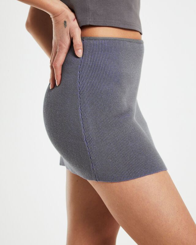 Echo Rib Mini Skirt in Charcoal, hi-res image number null