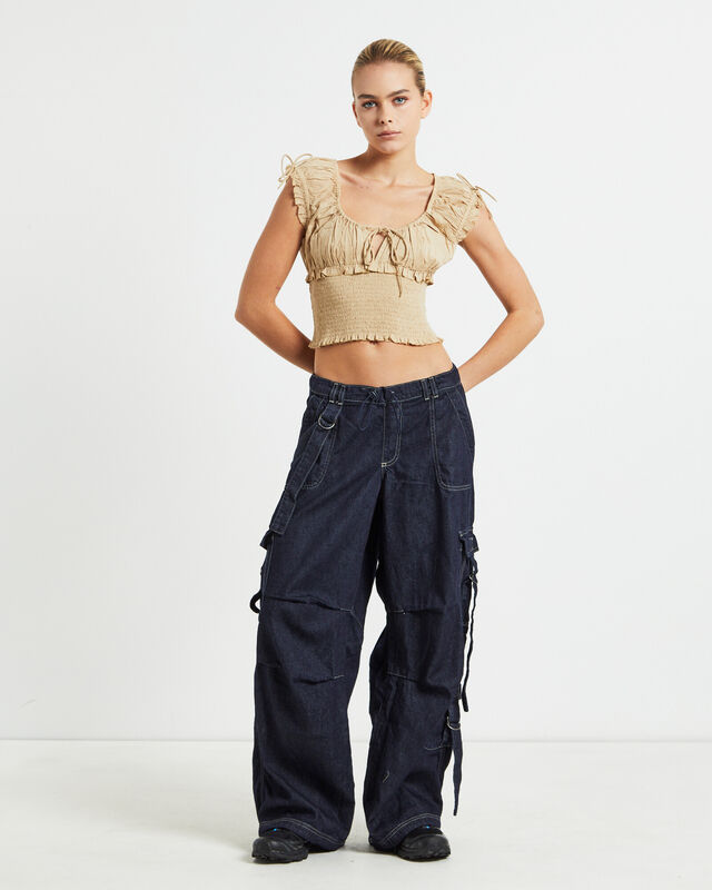 BDG Strappy Cargo Denim Jeans Dark Blue, hi-res image number null