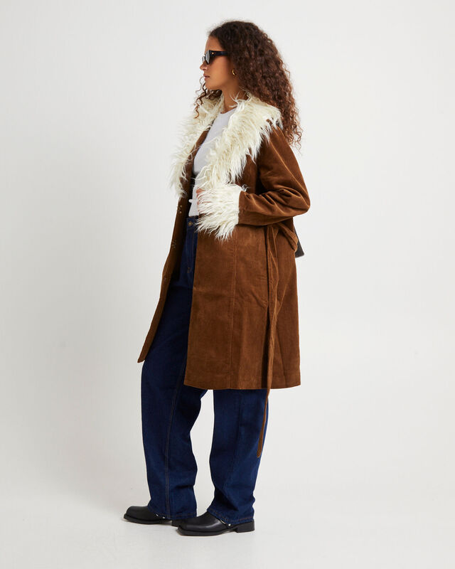 Shag Corduroy Coat Coffee, hi-res image number null