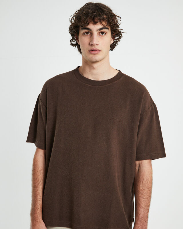 Ramona Linen Short Sleeve T-Shirt in Cocoa Brown, hi-res image number null