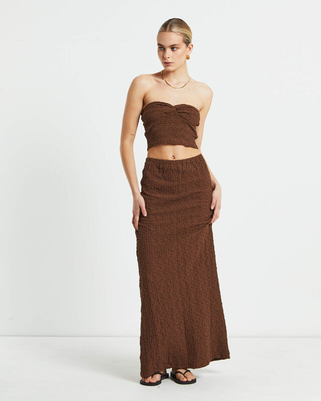 Skyla Textured Maxi Skirt in Hazelnut, hi-res image number null