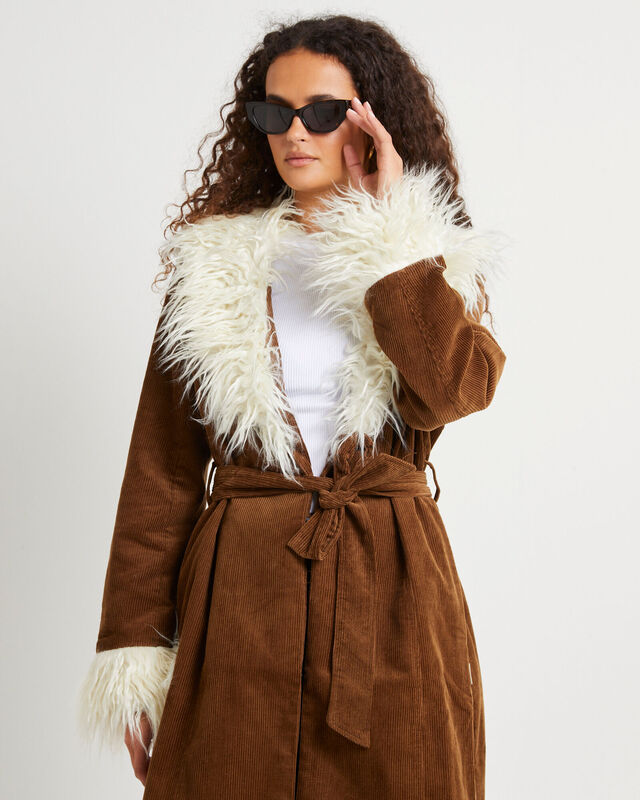 Shag Corduroy Coat Coffee, hi-res image number null