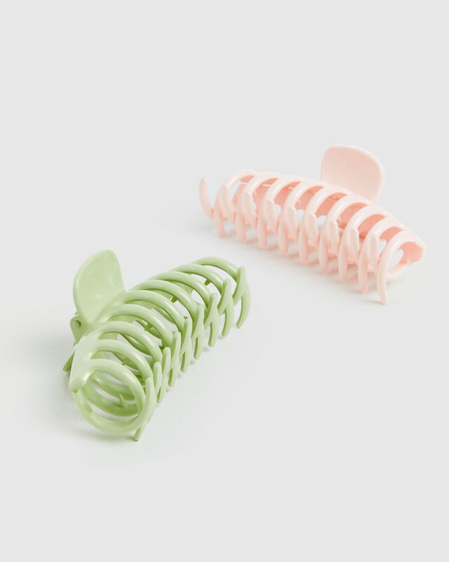 Clueless Claw Hair Clips 2 Pack Pop Green/Pink, hi-res image number null