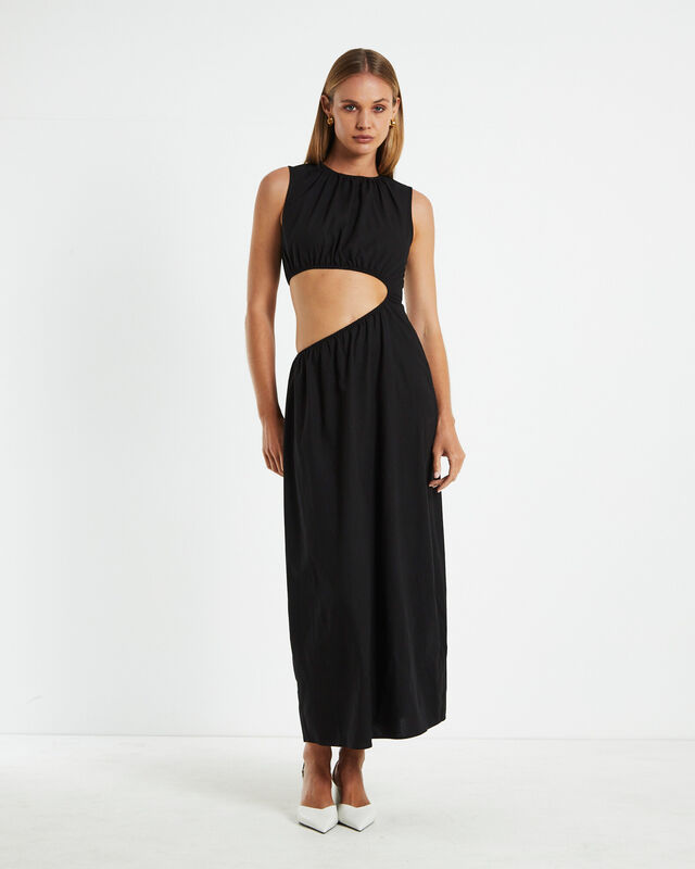 Isabelle Elasticated Cut Out Maxi Dress Black, hi-res image number null