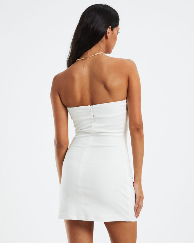 Bronte Linen Strapless A-Line Dress White, hi-res image number null