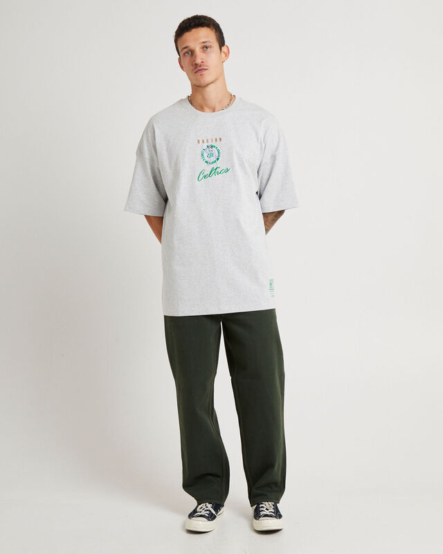 Tri Logo Celtics Oversized Short Sleeve T-Shirt in Vintage Grey Marle, hi-res image number null