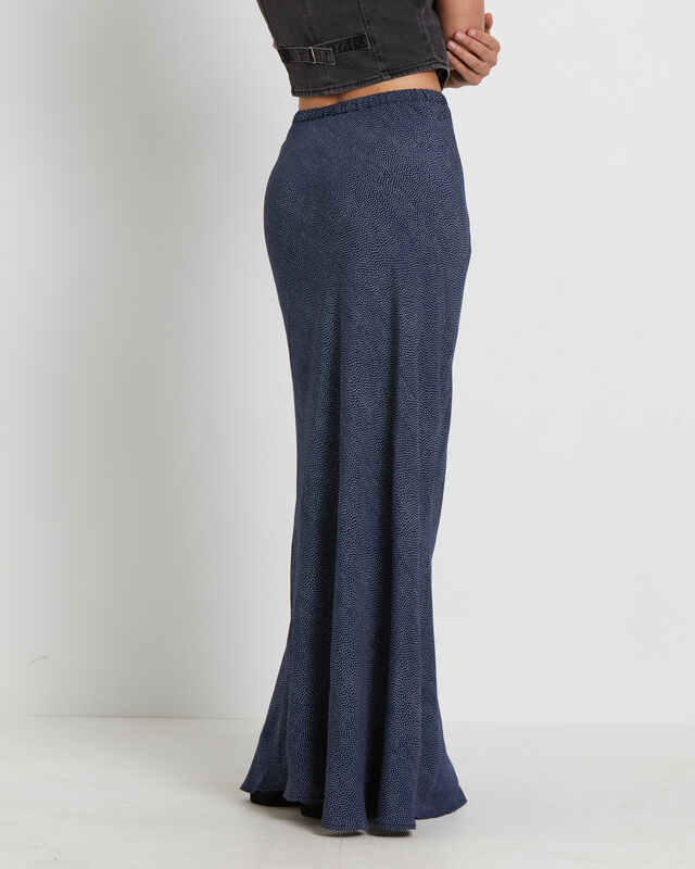 Slip Maxi Skirt in Mini Spot Navy, hi-res image number null