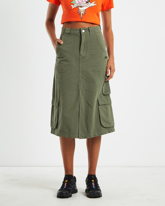 Waterpipe Midi Cargo Skirt Khaki, hi-res image number null