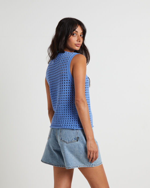 Iris Crochet Tank Top in Sea Blue, hi-res image number null