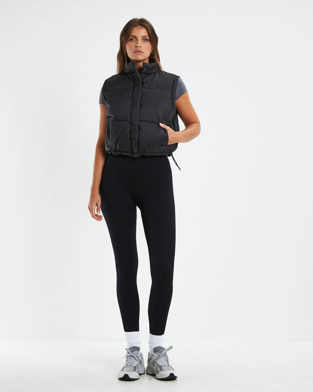 Casey Cropped Puffer Vest Black, hi-res image number null