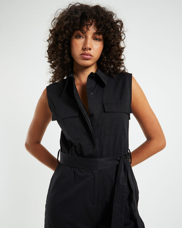 Paloma Sleeveless Cargo Boiler Suit Black, hi-res image number null