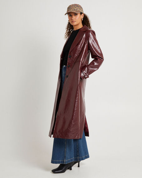 Aubrey Leather Look Longline Coat